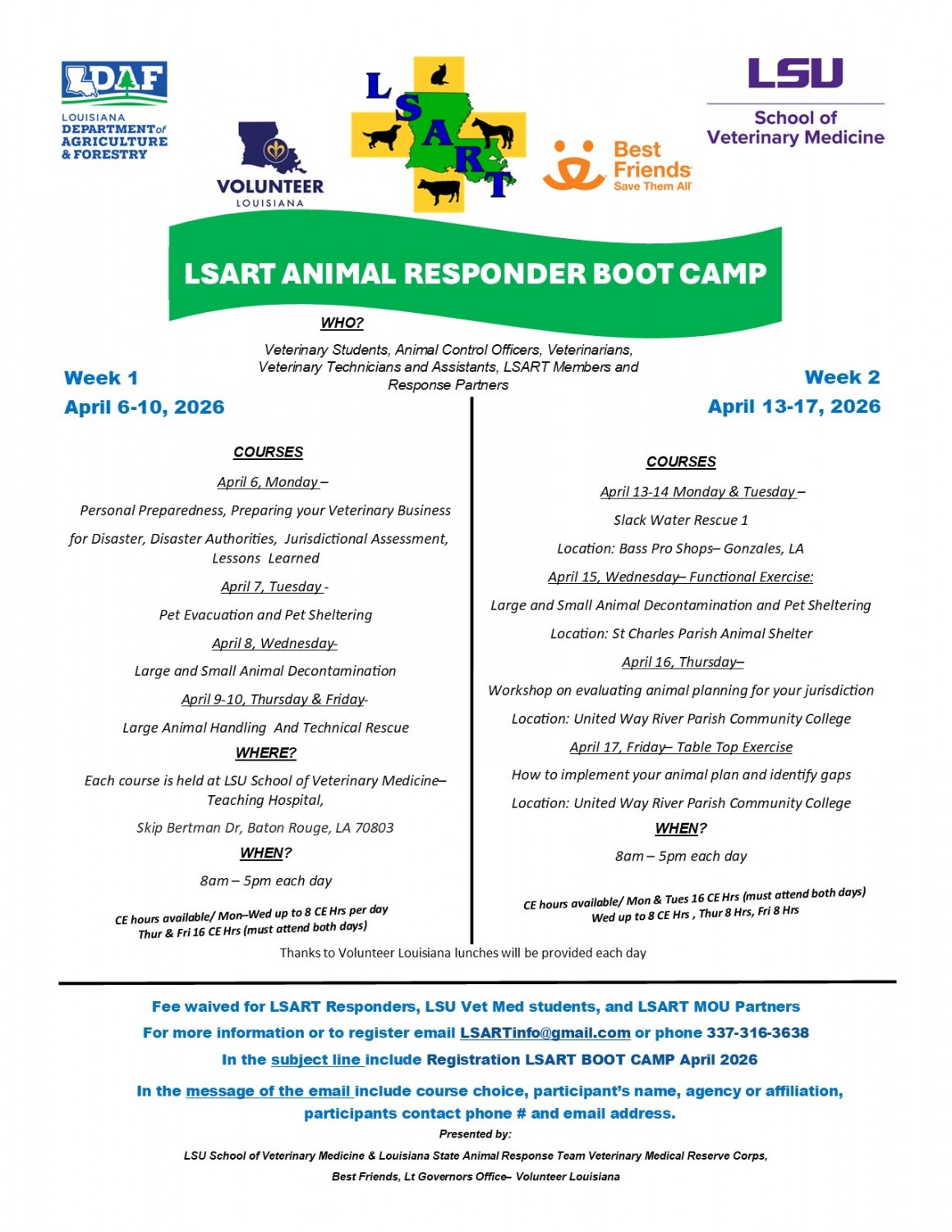 LSART Animal Responder Boot Camp 2026