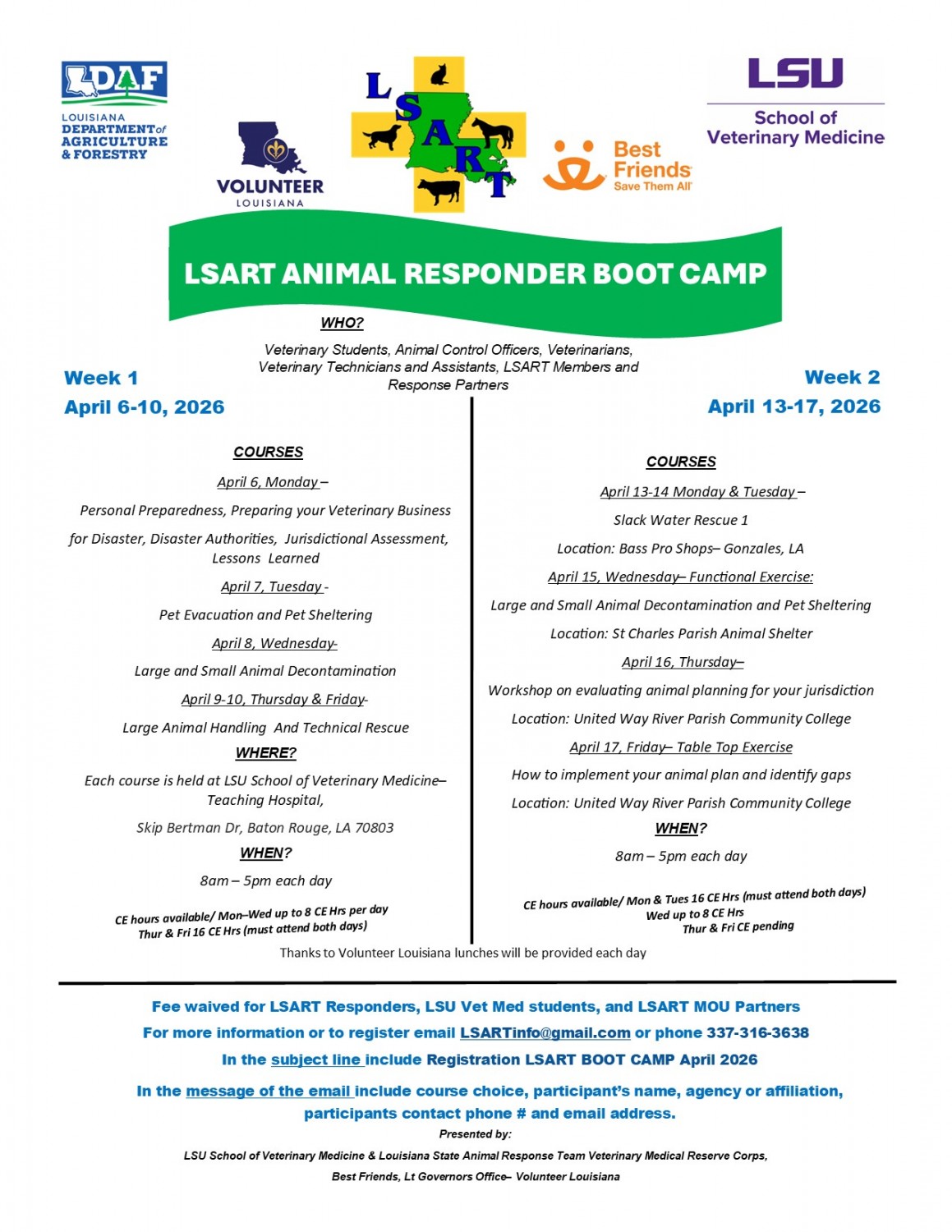LSART Animal Responder Boot Camp 2026